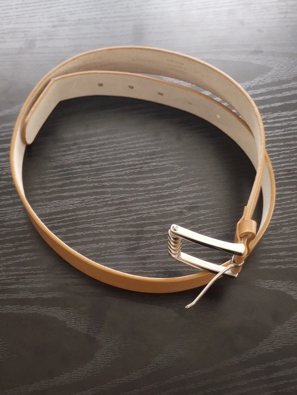 Liz Claiborne Tan Genuine & Vegan Leather Belt with Silvertone Buckle